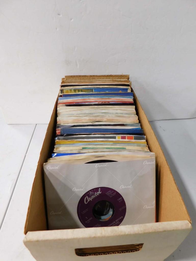 Large Lot of 45 RPM Vinyl Records incl The Beatles, Donna Summer, Alan Jackson, Commodores (1 of 2)