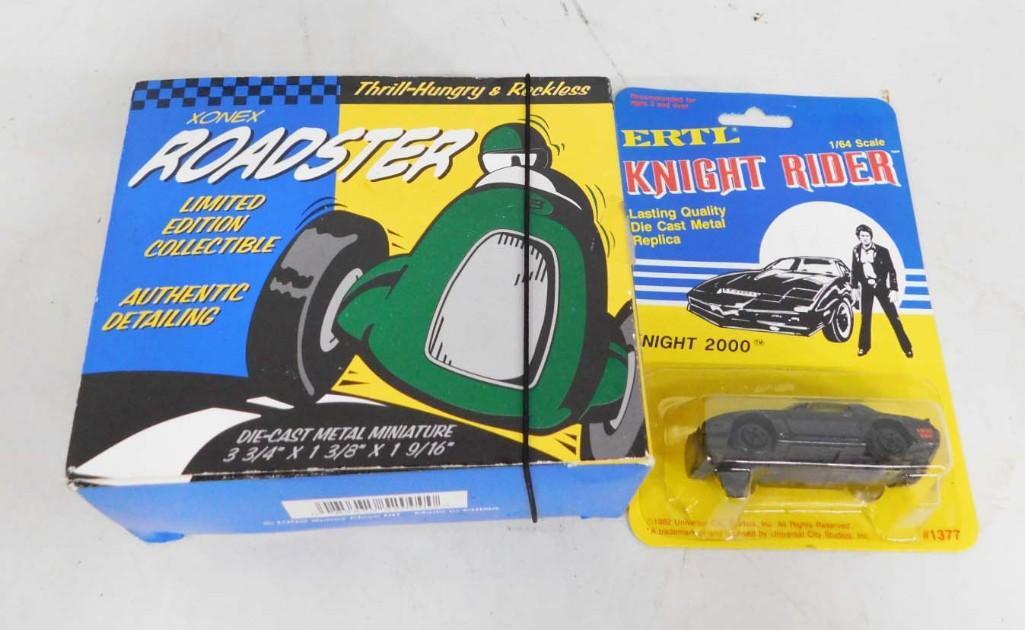 Xonex Roadster Die Cast Metal Miniature and Ertl Knight Rider Kit Night 2000 Die Cast Metal Replica: Xonex Roadster Die Cast Metal Miniature and Ertl Knight Rider Kit Night 2000 Die Cast Metal Replica Car, both in original packages