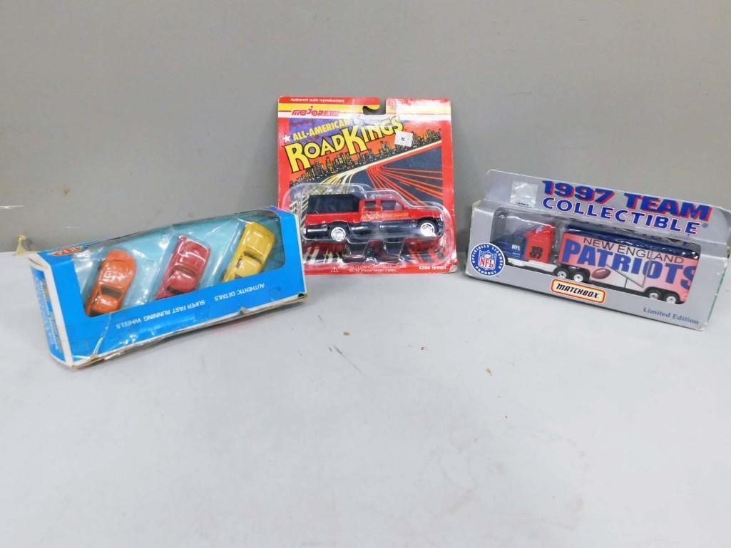Majorette All American Road Kings Truck, 3 Pack of 1:60 Scale Corvettes, Matchhbox New England Patri (1 of 4)