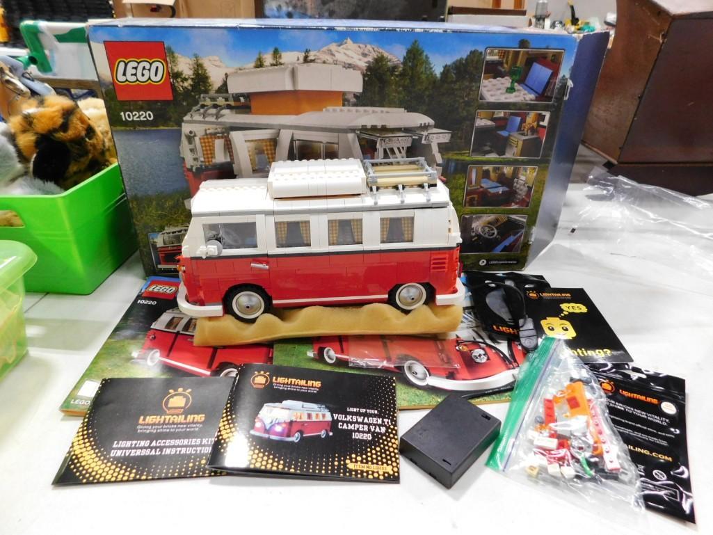 Lego Volkswagen T1 Camping Van #10220 w Tail Light LED Kit Complete: Lego Volkswagen T1 Camping Van #10220 w Tail Light LED Kit Complete. Assembled. Comes complete with all original boxes and manuals.