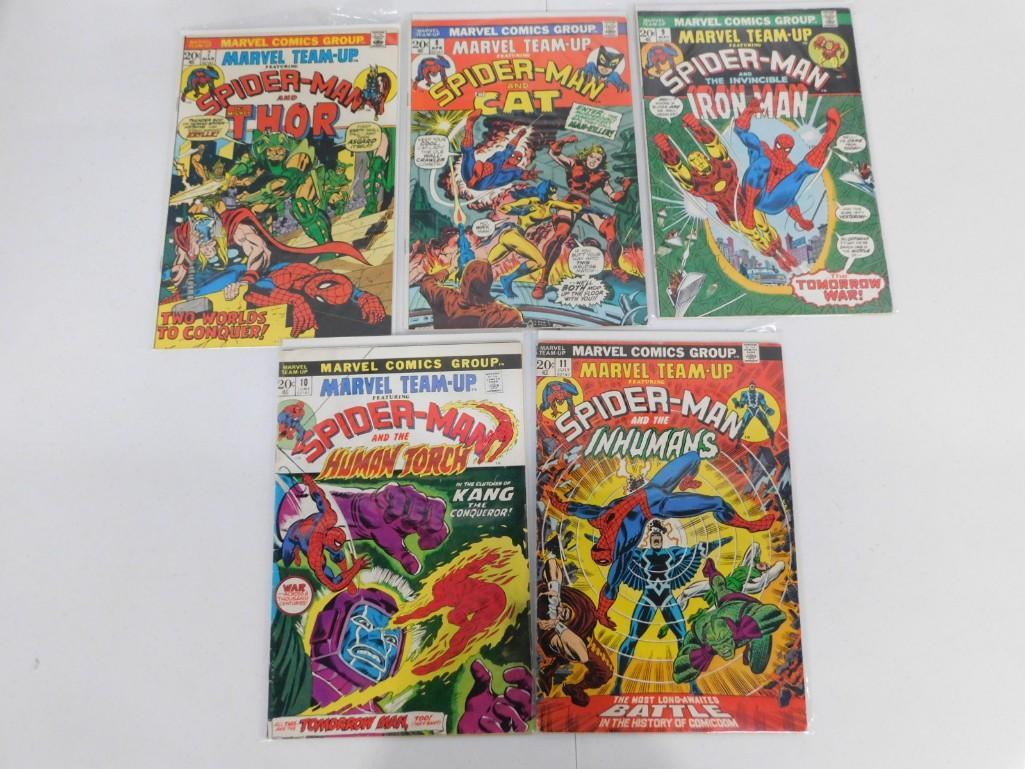 Lot of 5 Marvel Comics Team Up Issues 7 8 9 10 and 11: Lot of 5 Marvel Comics Team Up Issues 7 8 9 10 and 11 - Featuring Spider-Man and Thor, The Cat, Iron Man, Human Torch and The Inhumans. $0.20
