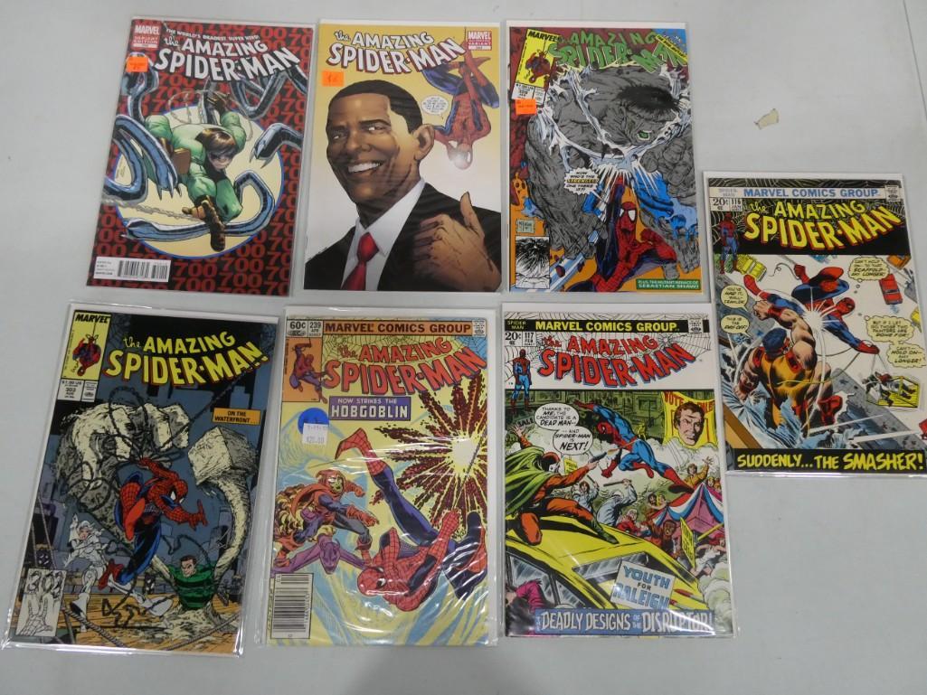 Lot of 7 Amazing Spider-Man Comic Books including #700, Obama, 116 117 239 303 328, etc.: Lot of 7 Amazing Spider-Man Comic Books including #700, Obama, 116 117 239 303 328, etc.