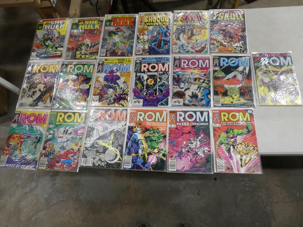 Lot of 19 Comics including ROM, She-Hulk, Shogun Warriors, Skull the Slayer (1 of 6)