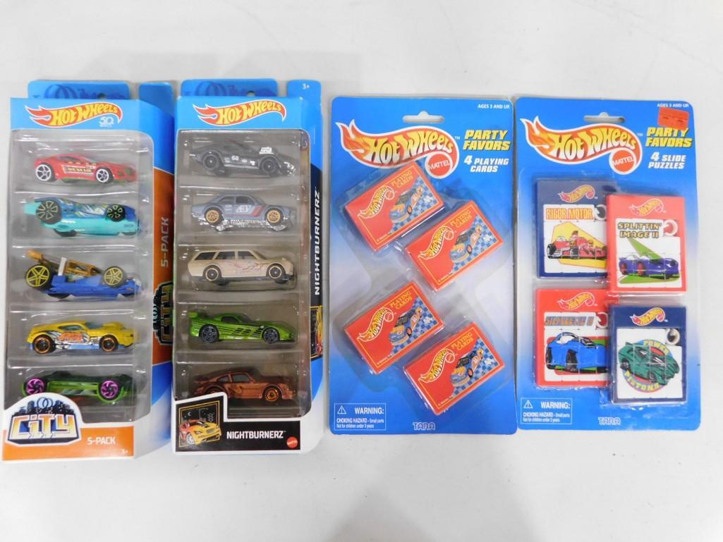 NOS Hot Wheels Lot incl City 5 Pack, Nightburnerz 5 Pack, Mini Playing Card Party Favors,: New Old Stock Hot Wheels Lot incl City 5 Pack, Nightburnerz 5 Pack, Mini Playing Card Party Favors, and Slide Puzzle Party Favors