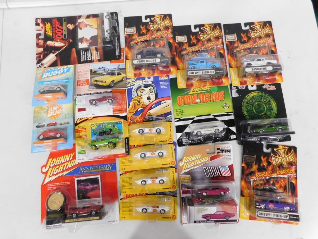 Lot of NOS Die Cast Cars etc incl Johnny Lightning Speed Racer, Slug Bug, Punch Buggy , Johnny Light: Large Lot of New Old Stock Die Cast Cars etc incl Johnny Lightning Speed Racer, Slug Bug, Punch Buggy , Johnny Lightning James Bond 007, Johnny Lightning Cuda AAA, West Coast Choppers, etc