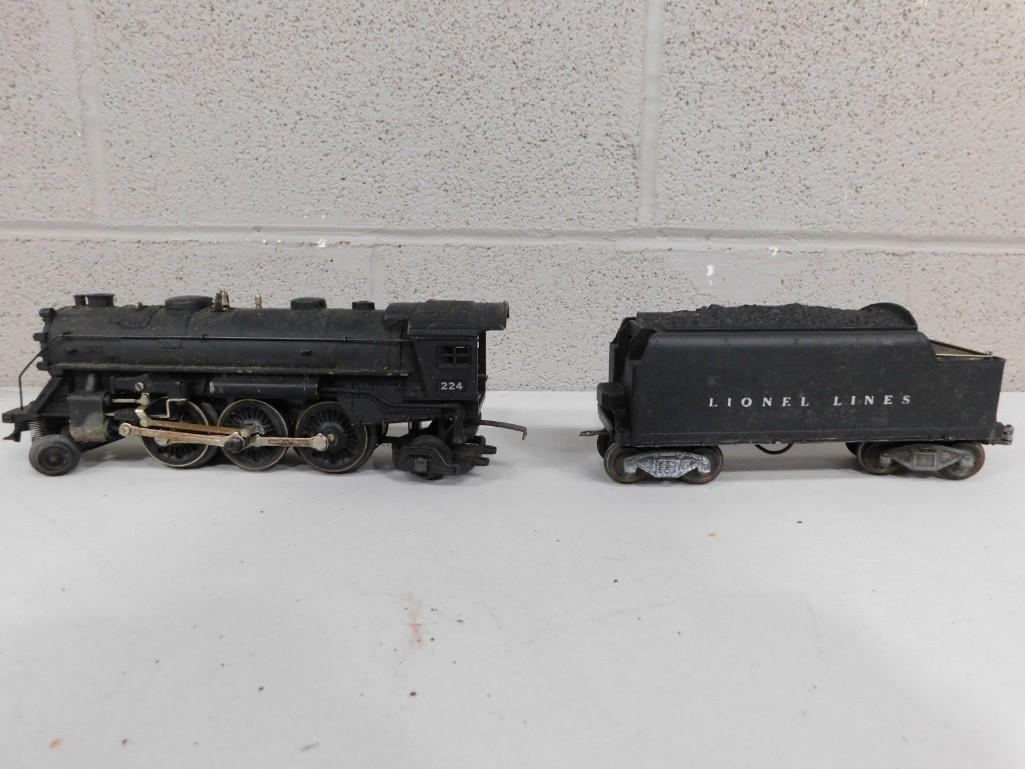 Pair of Lionel Trains - Engine 224 and Coal Car,: Pair of Lionel Trains - Engine 224 and Coal Tender Car,