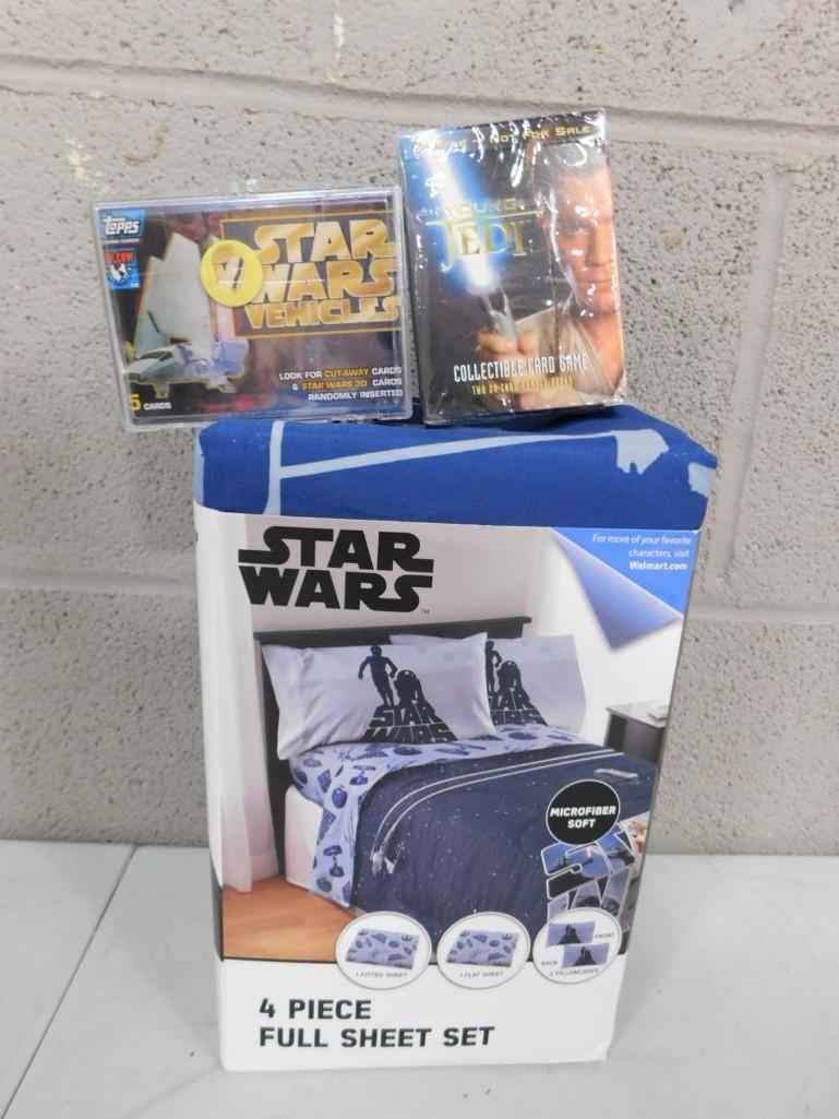 Star Wars Lot incl Sheets, Young Jedi Card Game, and Topps Star Wars Vehicles Trading Cards: Star Wars Lot incl Sheets/bedding set , Young Jedi Card Game, and Topps Star Wars Vehicles Trading Cards