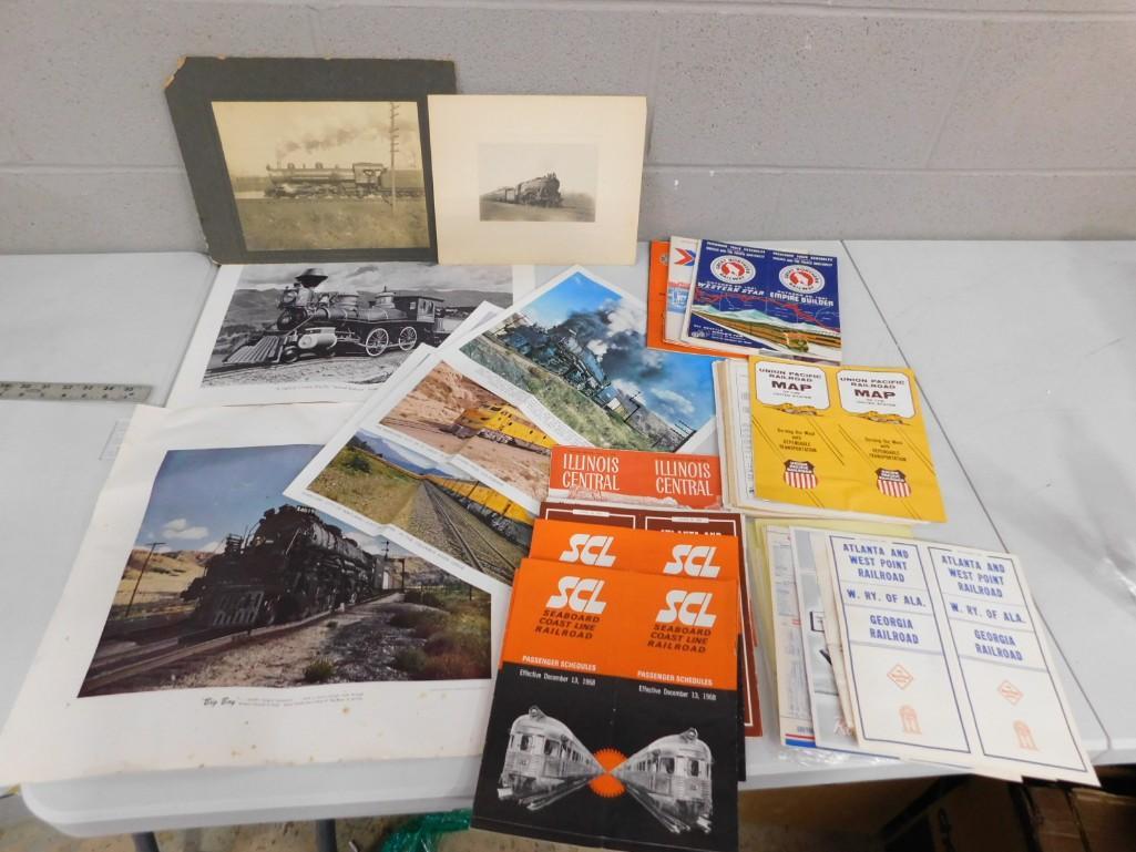 Lot of Train Ephemera including maps Illinois Central, SCL, Schedules, etc.: Lot of Train Ephemera including maps Illinois Central, SCL, Schedules, etc.