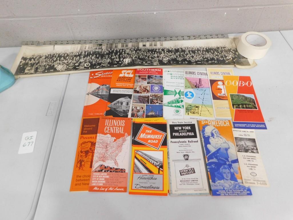 Lot of Vintage Train Ephemera including Maps, photo, pamphlets, etc.: Lot of Vintage Train Ephemera including Maps, photo, pamphlets, etc.