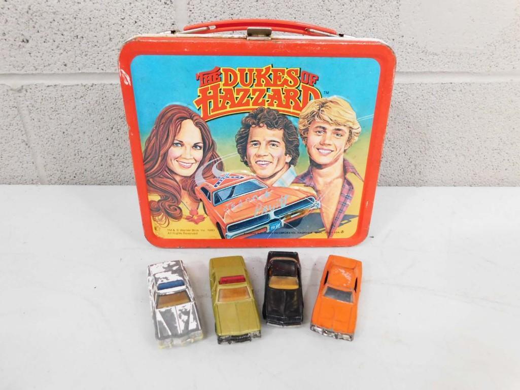Vintage Dukes of Hazzard Lunch Box and 4 toy cars including Ertl and the General Lee (1 of 8)