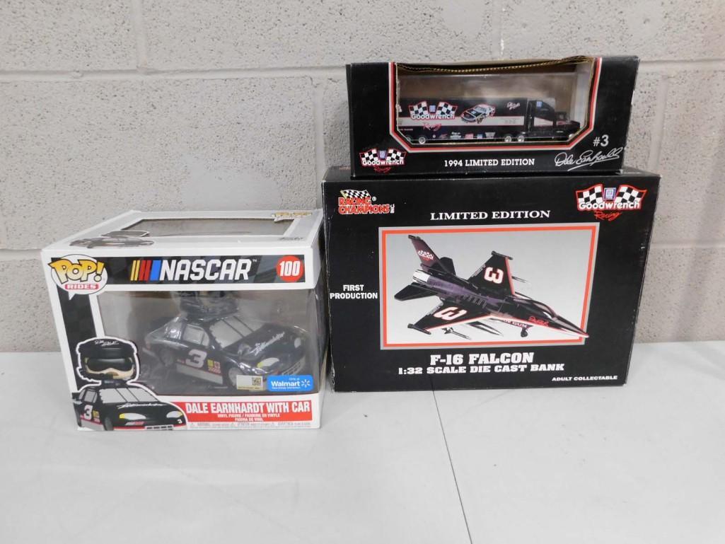 Funko Pop Nascar Dale Earnhardt With Car , Racing Champions Limited Edition F-16 Falcon 1:32 Scale D (1 of 4)