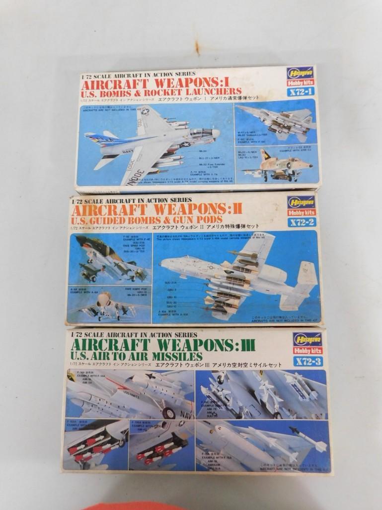 Lot of 3 1:72 Scale Haswegawa Model Aircraft including Weapons:I II and III: Lot of 3 1:72 Scale Haswegawa Model Aircraft including Weapons:I II and III X72-1 X72-2 X72-3 All 3 are complete