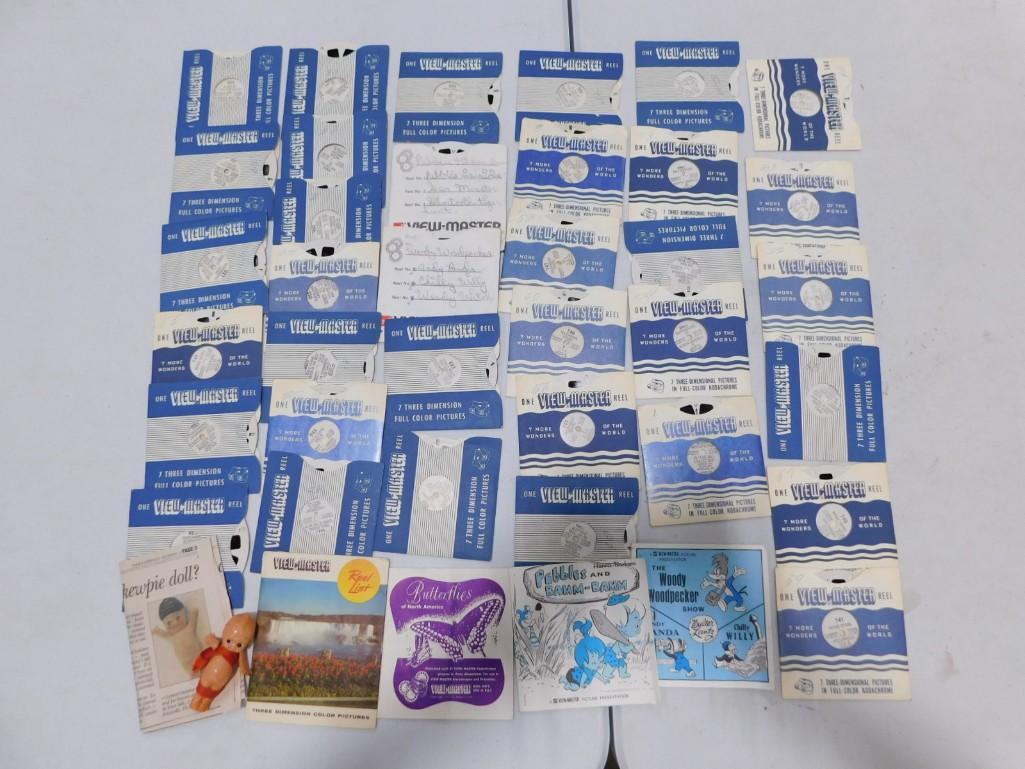 Small Kewpie Doll and a Lot of View Master Reeels incl Woody Woodpecker , Pebbles and Bam Bam, etc: Small Kewpie Doll and a Lot of View Master Reels incl Woody Woodpecker , Pebbles and Bam Bam, etc