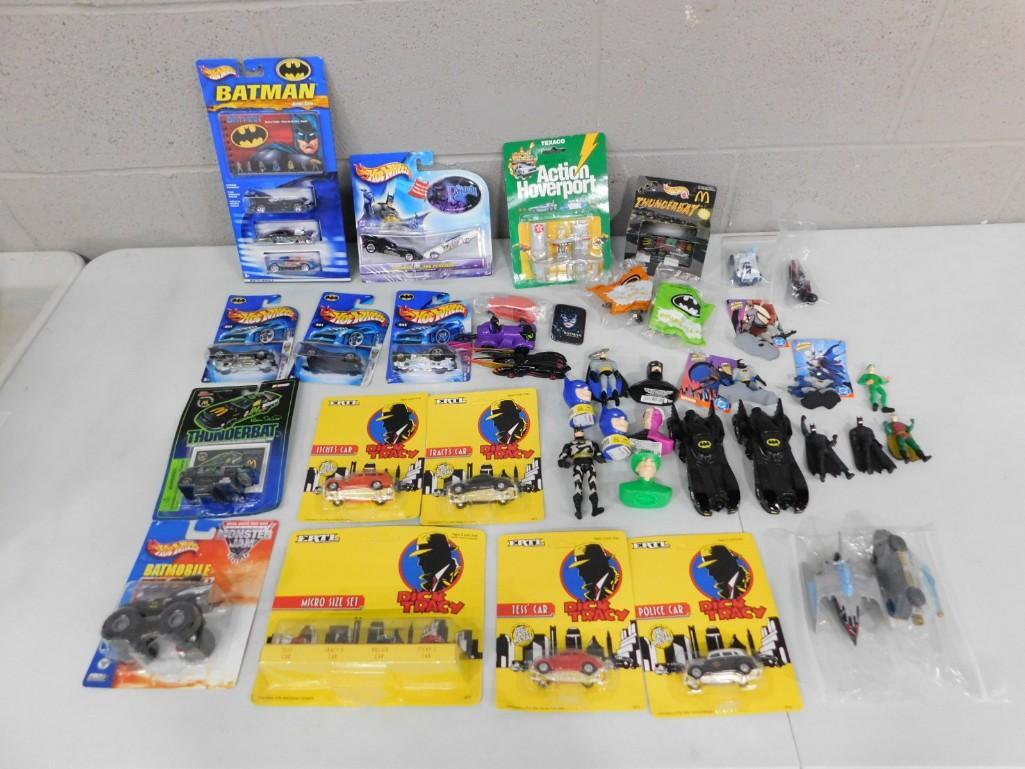 Misc. Toy Lot including Batman, Dick Tracy, Ertl, Hot Wheels, many new in package (1 of 5)