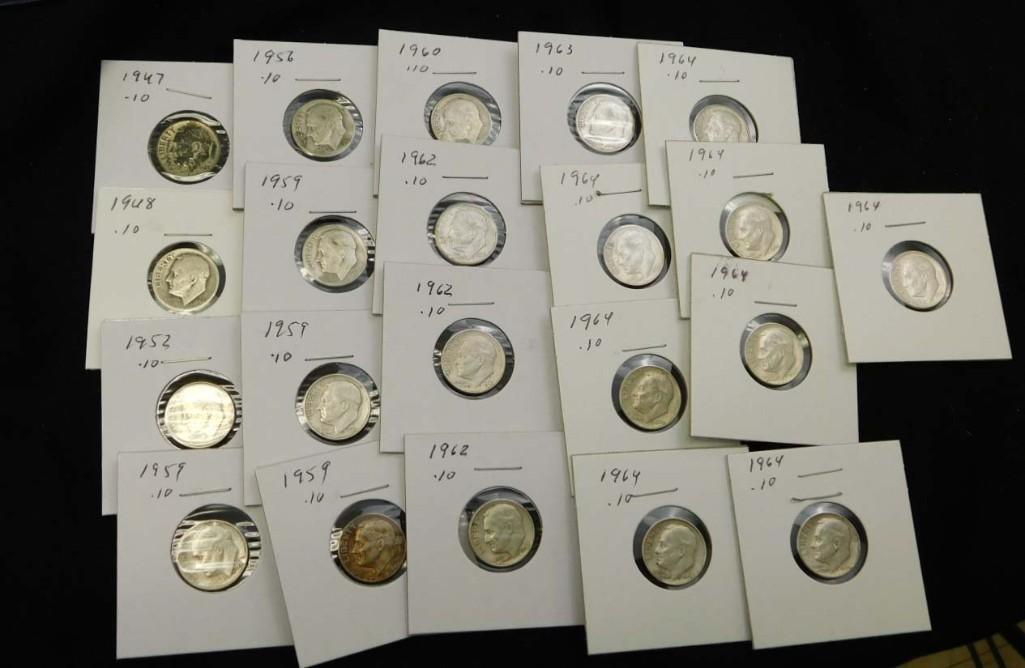 21 Older Roosevelt Dimes 90% Silver (1 of 5)