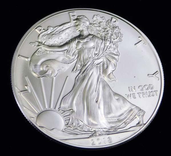2018 BU American Silver Eagle 1 oz Silver Round (1 of 2)