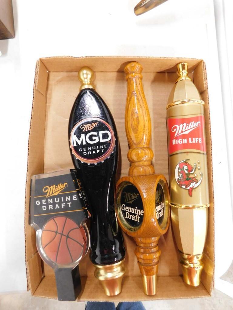 4 Beer Tap Handles incl Miller Genuine Draft, MGD, Miller High Life (1 of 2)