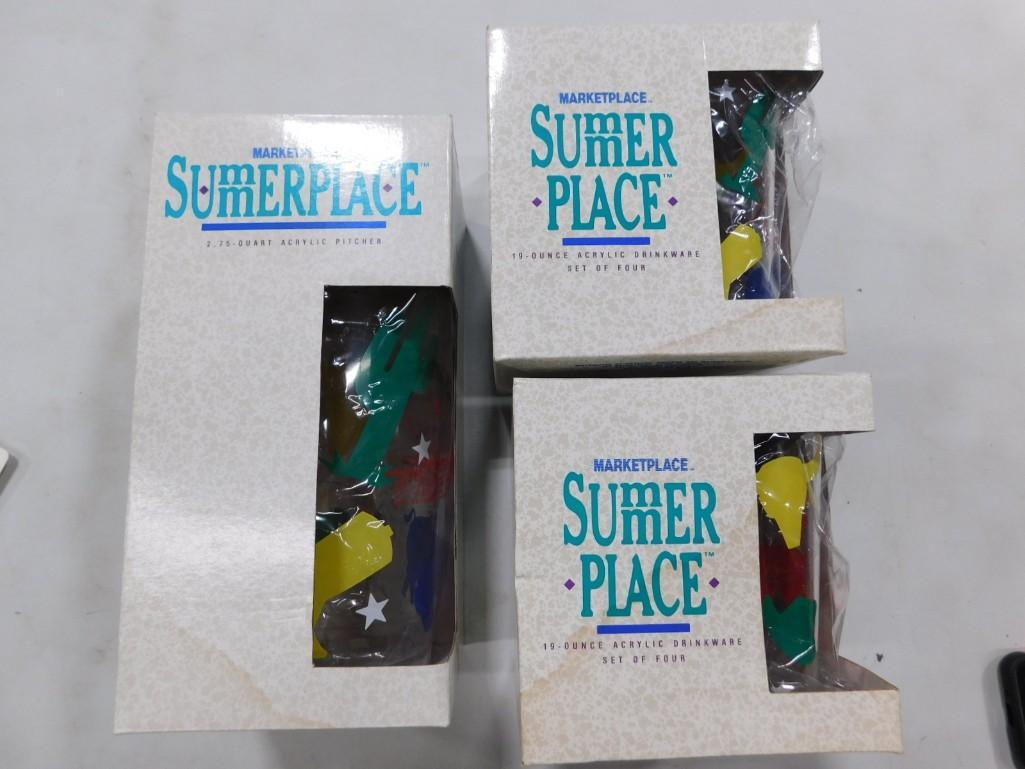 Pitcher and Glasses New in Box Plastic Summer Place (1 of 3)