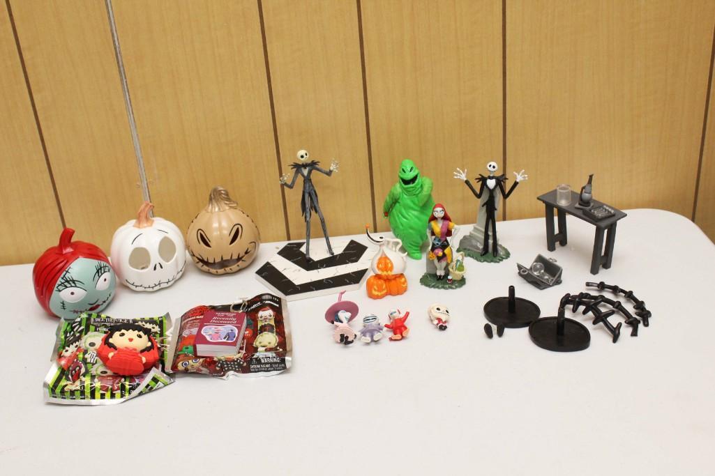Nightmare Before Christmas Lot including Oogie Boogie, Jack, Sally, Zero Dog, Lock, Shock, Barrel Ac: Nightmare Before Christmas Lot (NBD) including Oogie Boogie, Jack, Sally, Zero Dog, Lock, Shock, Barrel Action Figures, Accessories, Light Up Heads, etc. Beetlejuice included. Lydia Keychains, Funko P