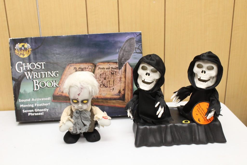 Spirit Halloween Ghost Writing Book NIB, Singing Light Up Skeletons, Talking Moving "Come Play with (1 of 5)