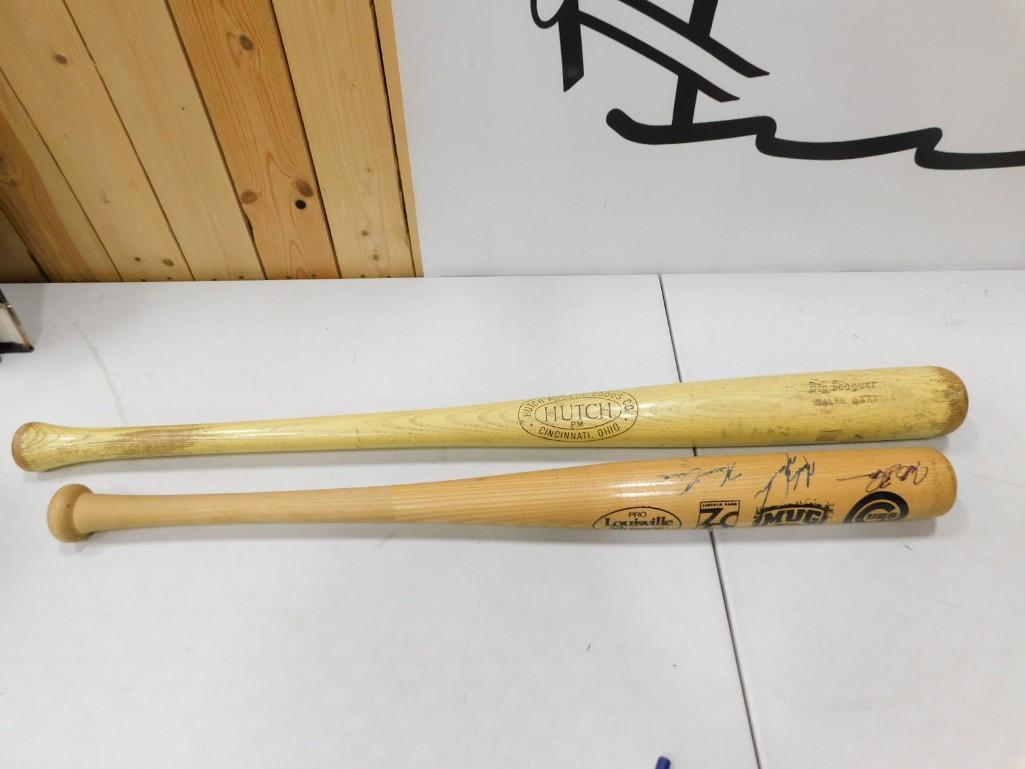 Lot of 2 Baseball Bats including autographed: Lot of 2 Baseball Bats including autographed - Hutch Athletic Goods Ralph Garr and Chicago Cubs Louisville Slugger with some autographs
