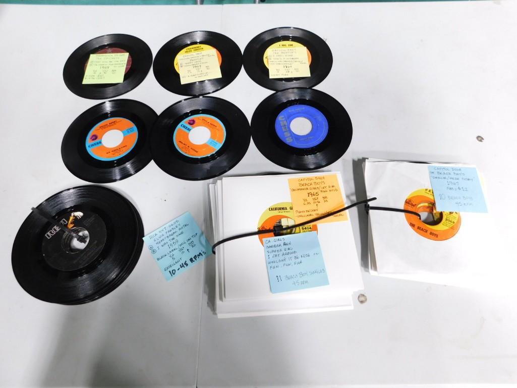 Large Lot of 45 RPM Records incl 21 Beach Boys, Elvis Presley, Chuck Berry and Other Chess Records, (1 of 10)