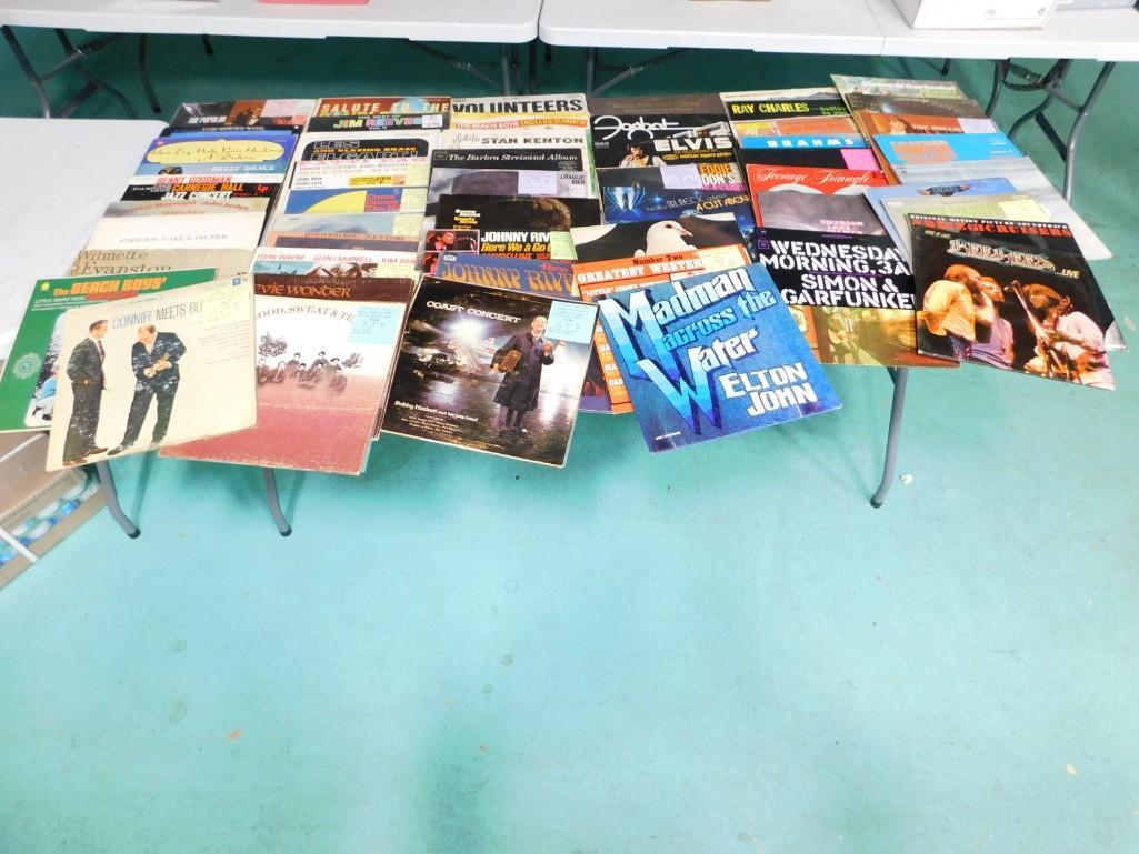 Lot of Vinyl LP Records incl The Beach Boys, Blood Sweat and Tears, Stevie Wonder, The Bee Gees,: Lot of Vinyl LP Records incl The Beach Boys, Blood Sweat and Tears, Stevie Wonder, The Bee Gees, the Eagles, Chicago, The Hollies, Santana, Simon and Garfunkel, Emerson Lake and Palmer, Ray Charles, E