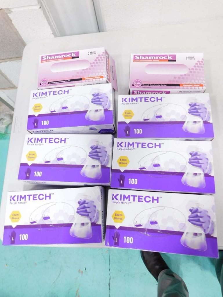 8 Boxes of Exam Gloves incl 6 Kimtech Nitrile and 2 Boxes of Shamrock Latex All are size lZ (1 of 3)
