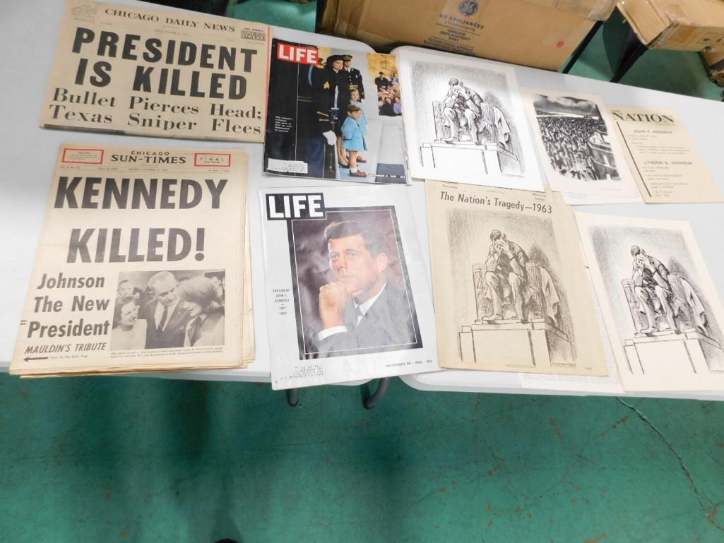 Lot of President Kennedy JFK Newspapers, Magazines, Ephemera , etc: Lot of President John F Kennedy JFK Newspapers, Magazines, Ephemera , etc