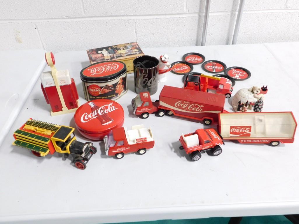 Coca Cola Lot incl Trucks, Tis, Glasses, Gas Pump Salt and Pepper Shakers: Coca Cola Lot incl Trucks, Tis, Glasses, Gas Pump Salt and Pepper Shakers, Polar Bear, Coasters, etc