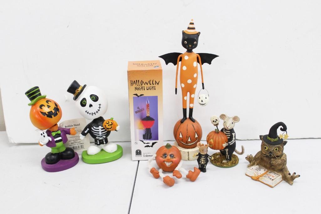 2 Bethany Lowe Skelly Skeleton Mouse with Pumpkin 3.5" & 1.75" Resin Figures (1 of 6)