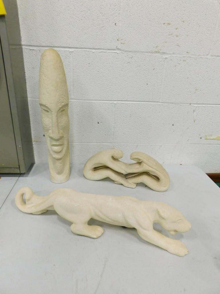 Haeger Sitting Lovers, Haeger Panther, and an Unmarked Ethnic Face Statue (1 of 7)