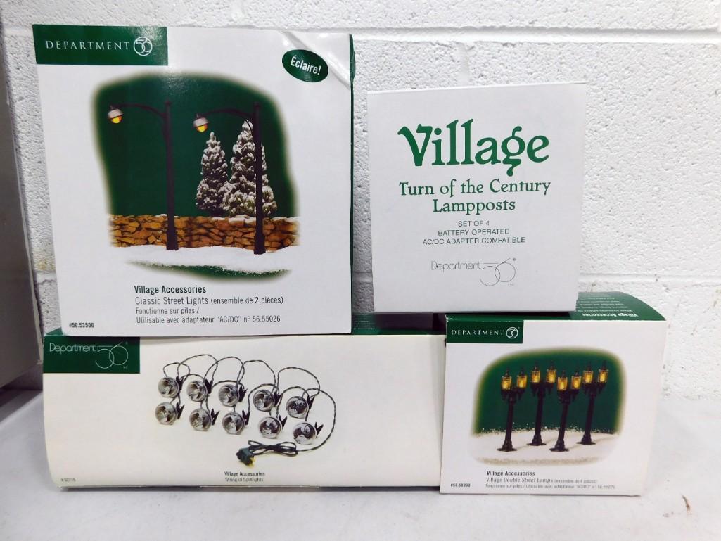 4 Dept 56 Village Accessories incl Classic Street Lights, Turn of the Century Lampposts, (1 of 4)