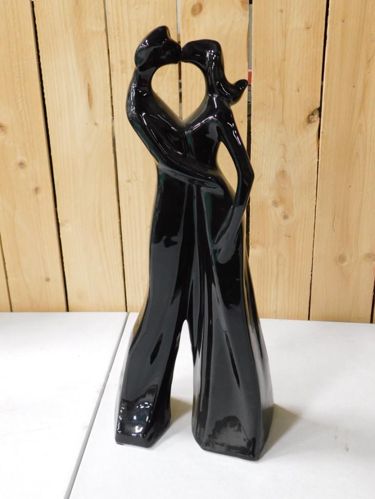 Vintage Haeger Pottery Couple Kissing Black Gloss (1 of 3)
