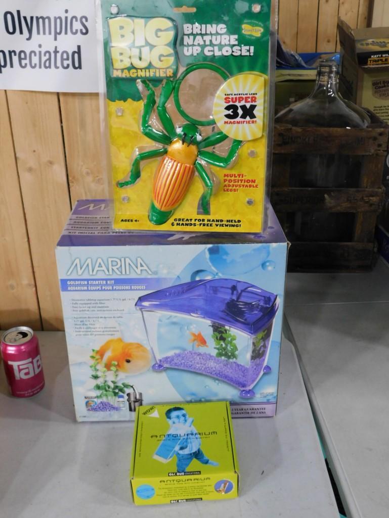 New Marina Goldfish Starter Kit, Big Bug Magnifier, Aquarium Space Age Ant Habitat: New Marina Goldfish Starter Kit, Big Bug Magnifier, Aquarium Space Age Ant Habitat . All new in package