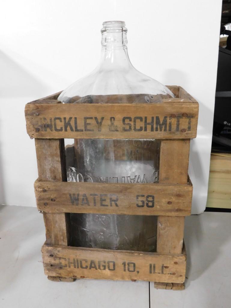Hinckley and Schmitt Glass 5 Gal Jug with Wood Crate (1 of 3)
