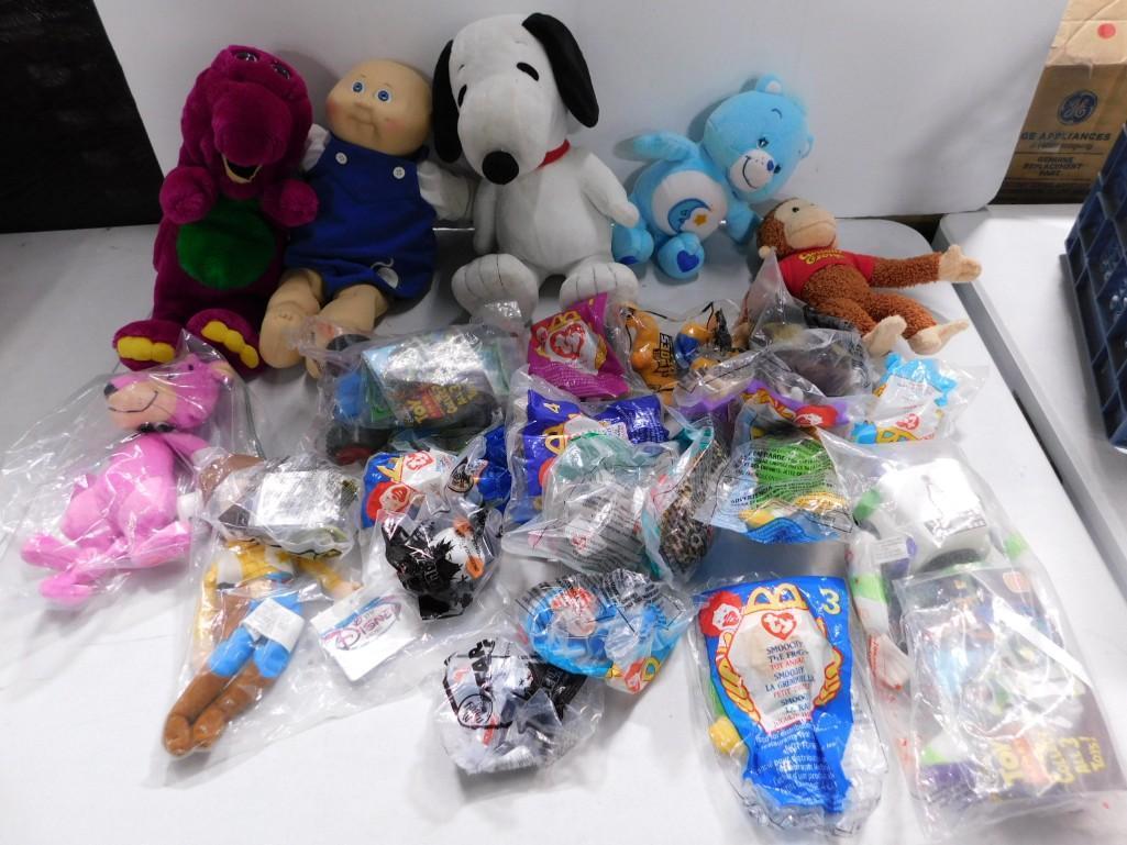 Plush Toy Lot incl Snoopy, Care Bear, Barney, McDonalds Ty Beanie Babies (1 of 7)