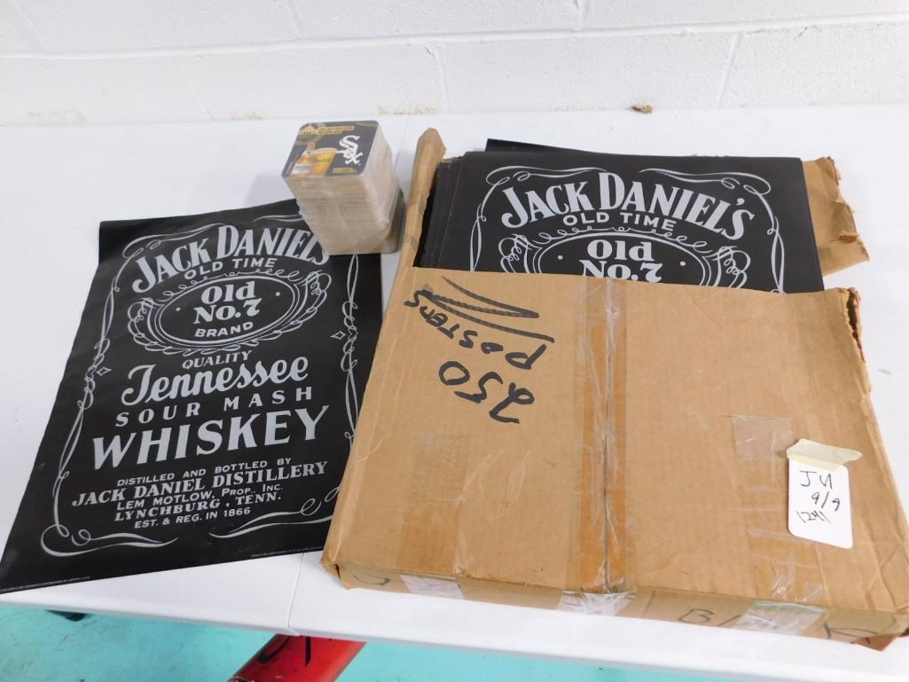 Large Lot of Jack Daniels Posters and Chicago White Sox Modelo Coasters (1 of 3)