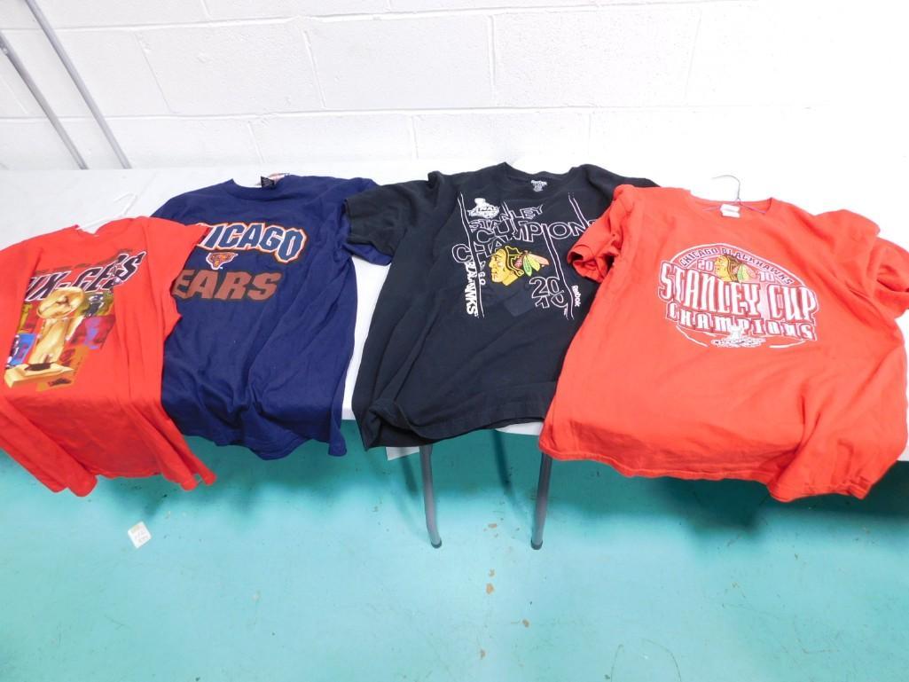 4 Chicago Sports Shirts incl 2 Blackhawks Stanley Cup, Chicago Bears, Chicago Bulls Six-Cess (1 of 5)
