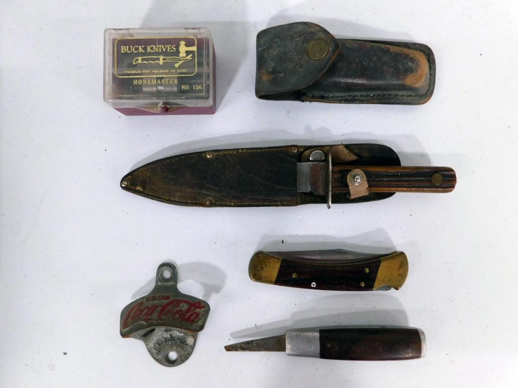 Vintage Smalls incl Knives, Sheaths, Coca Cola Bottle Opener, etc (1 of 6)
