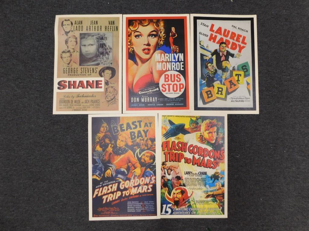 5 Small Reprint Movie Posters incl Shane, Bus Stop, Laurel and Hardy Brat, 2 Flash Gordon's (1 of 3)
