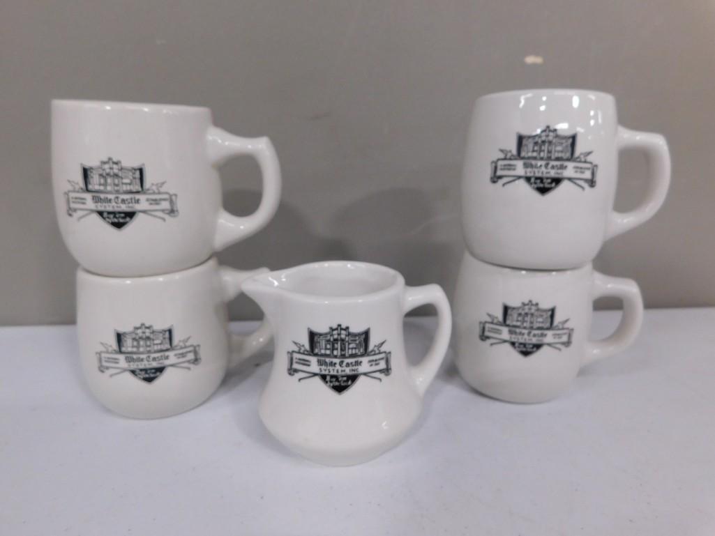 4 Vintage 1940s White Castle Mugs and Creamer (1 of 4)