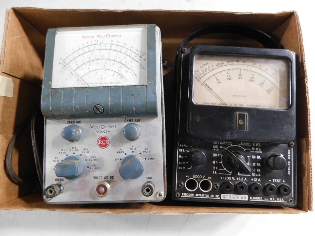 Pair of Vintage Volt Meters . One says Volt Ohmyst WV-97A RCA , (1 of 5)