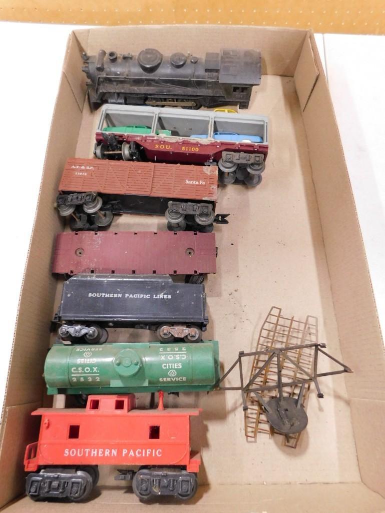 Lot of O Scale Model Train Cars incl Locomotive, Car Hauler Train Car, Etc (1 of 4)