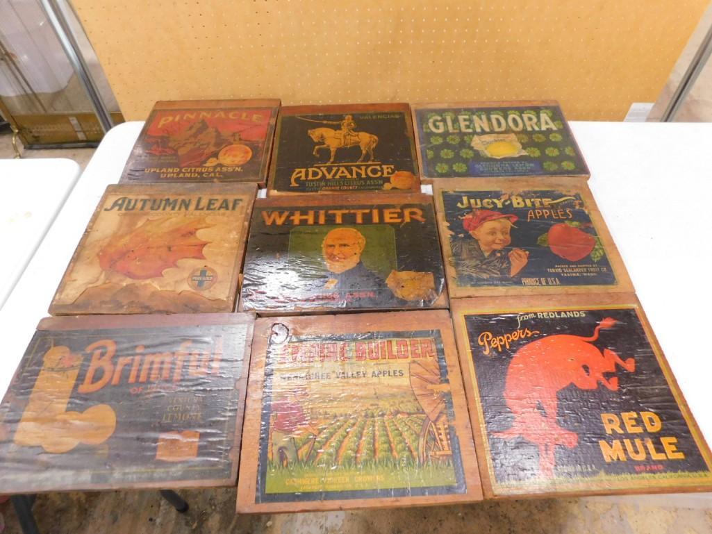 9 Vintage Ends of Fruit Crates Suitable for Hanging on the Wall (1 of 7)