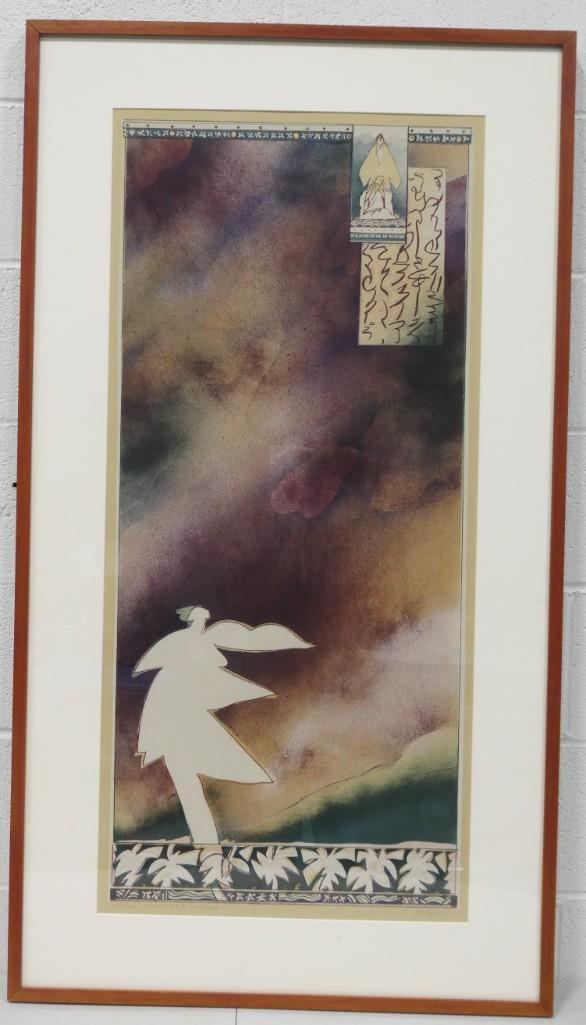 "Cloud Flute Moment" by Will Peterson, Color Lithograph, Edition XII/XV: "Cloud Flute Moment" by Will Peterson, Color Lithograph, Edition XII/XV . Measures 51"x28 1/4"