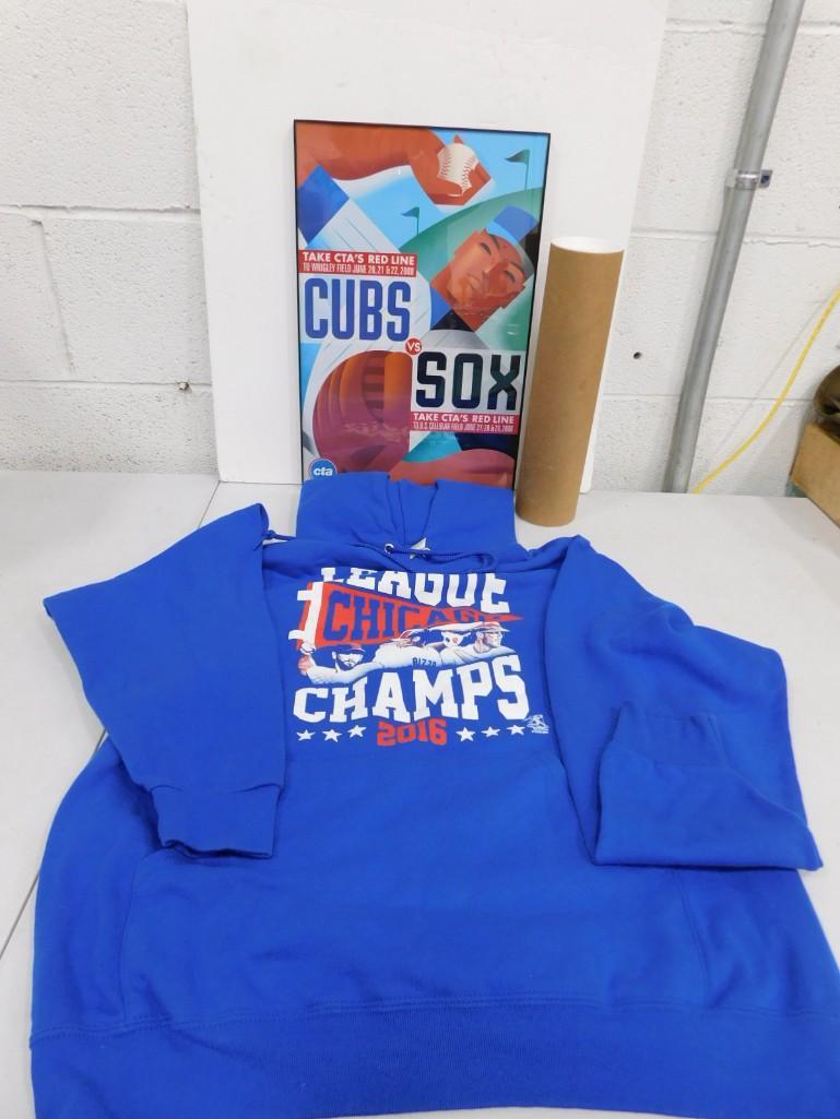 Cubs vs Sox Framed Poster, League Chicago Champs 2016 Hoodie, Jennie Finch Autographed Poster: Cubs vs Sox Framed Poster, League Chicago Champs 2016 Hoodie, Jennie Finch Autographed Poster With Hologram COA
