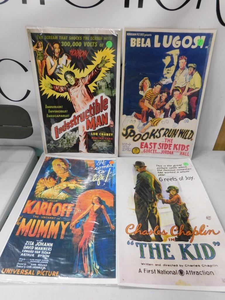 Lot of 4 Repro Movie Posters incl Indestructible Man, Spooks Run Wild, The Kid, Mummy (1 of 7)