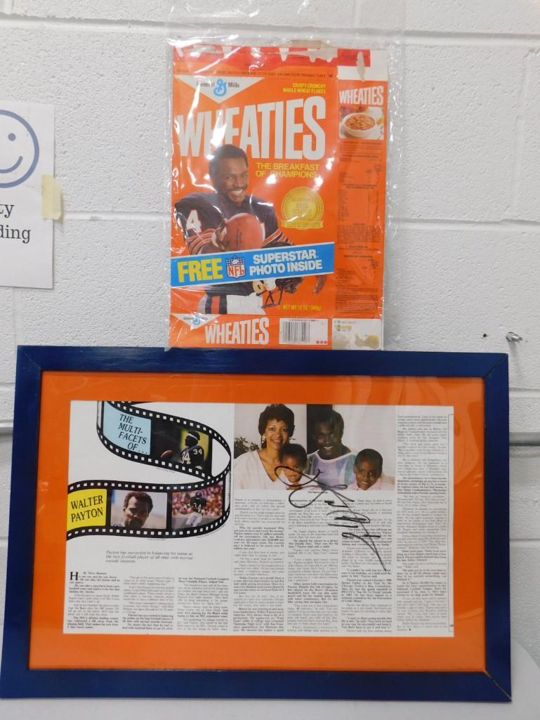 Walter Payton Newspaper Article Signed NO COA and a Walter Payton Wheaties Box (1 of 5)