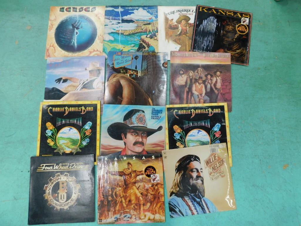 Vinyl Records incl Kansas, Charlie Daniels, Willie Nelson, Marshall Tucker, TG Shepherd, etc (1 of 3)